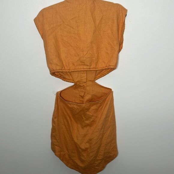 Hevron Simona Orange Linen Cut Out Dress XS - Picture 6 of 8